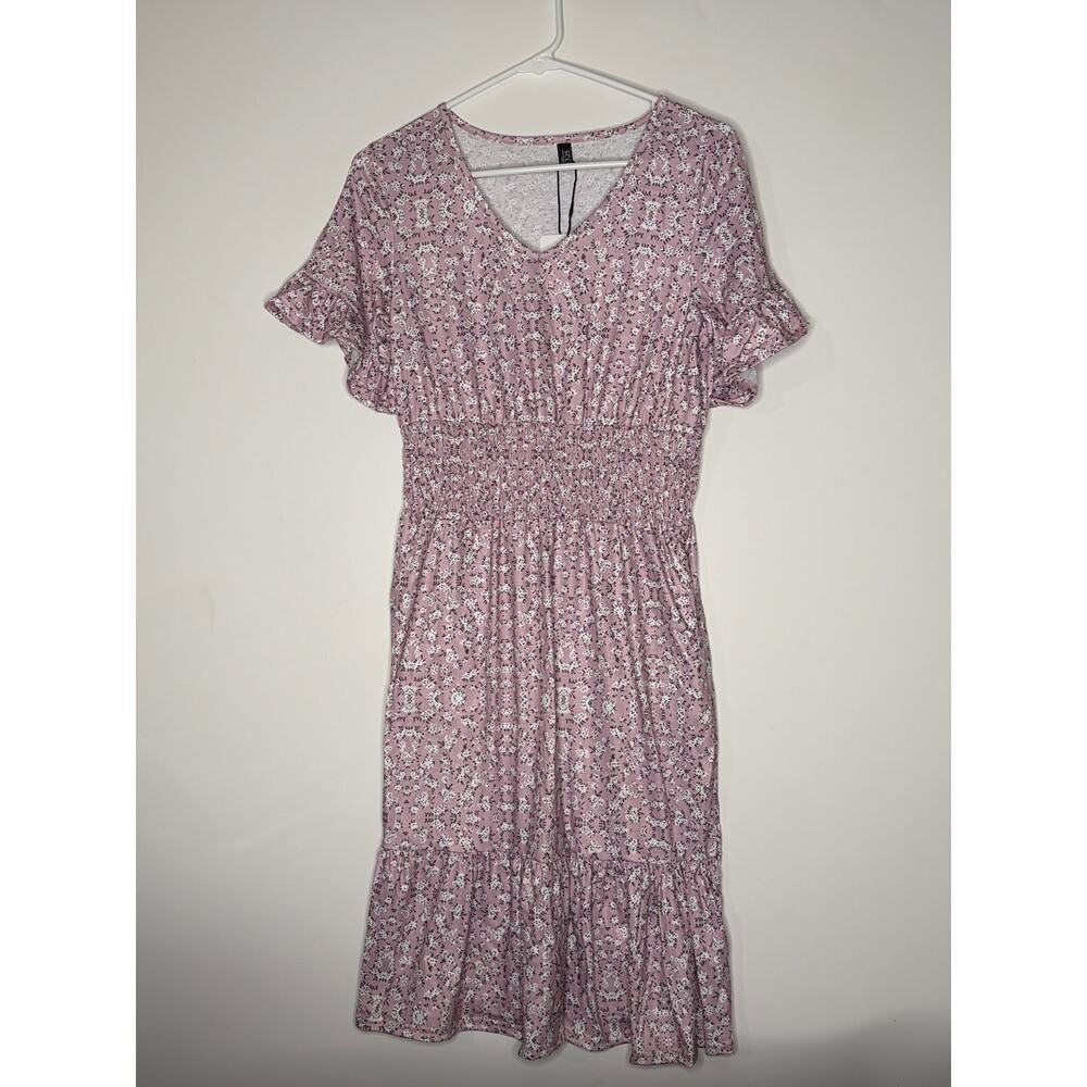 NCLook Flora lPink Puff Sleeve Knee Length Smocked Dress New S